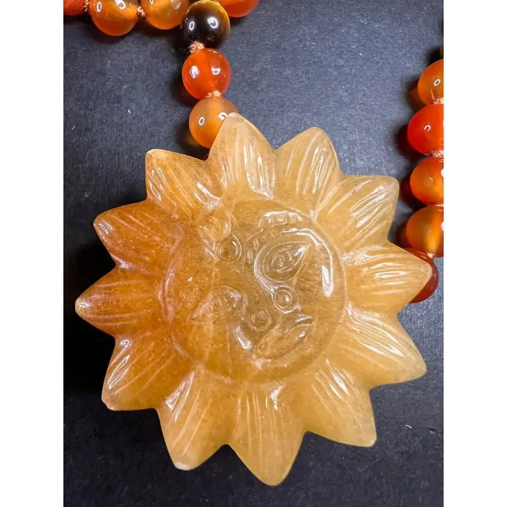 NEW carnelian multi stone sunface knotted necklace - Picture 7 of 16